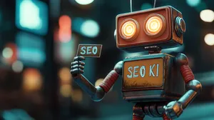 Software muss die Daten erfassen können Symbolischer KI Roboter liest SEO Daten